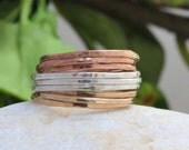 9 MIXED METALThree Tones Ring. 14k gold, Rose Gold Fill and sterling silver stackable rings. Mini Argentium Sterling Silver/Gold Fill Bands.