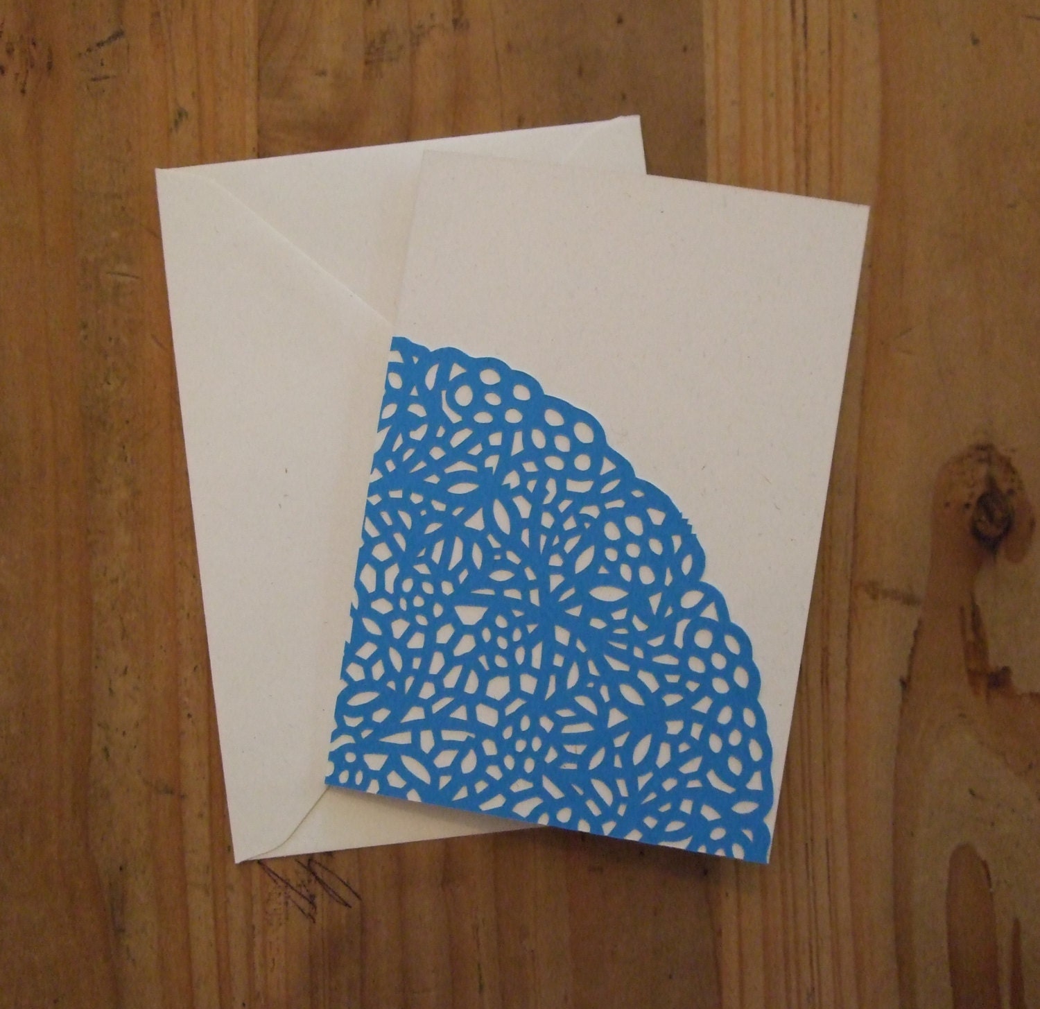 Card: Blue doily card