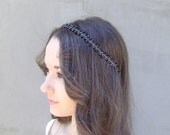 Black Crystal Tiara, Glass Crystal  Halo, Wedding Crown,  Headband, Gothic Wedding,head piece, special occasion accessory
