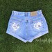 High Waist Denim Lace Heart Pocket Jean Shorts  ALL Sizes available