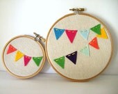 Bunting holiday decor,hoop art embroidery set 3"& 5" ,nursery hoop art,home decor,kids room decor,childrens decor,eco friendly - pitsispopis