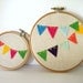 Bunting holiday decor,hoop art embroidery set 3"& 5" ,nursery hoop art,home decor,kids room decor,childrens decor,eco friendly