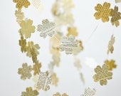 Eco Wedding Paper Garlands, upcycled vintage paper wedding decor, Paper flower garland