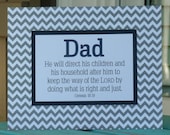 Father's Day gifts, Papa, Poppa, Grandpa, Dad, Father, gray and blue,  chevron pattern