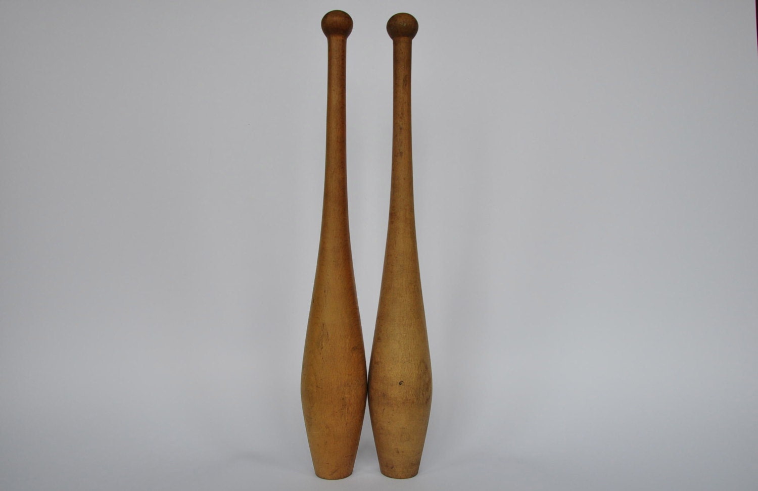 Vintage wooden exercise pins. Indian clubs. Juggling pins. Home decor.  Rustic. Shabby chic.