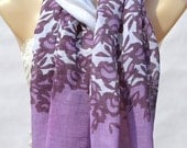The fashion leisure cotton scarf, purple flowers printed scarf, shawl, soft comfort women accessories