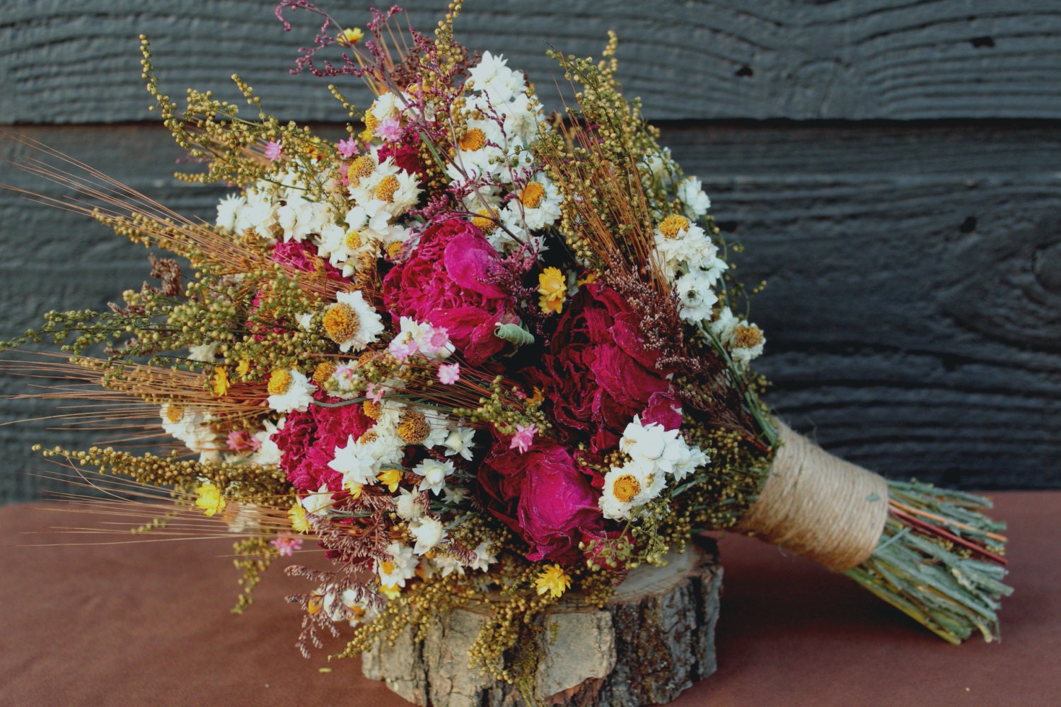 Wedding Bouquet, Dried Flower Bouquet, Burgundy Peony Bouquet, Rustic Wedding, Country Wedding, Farmhouse Wedding, Bridal Bouquet