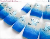 SALE Tidal Ombre Fake Nails Bright Blue