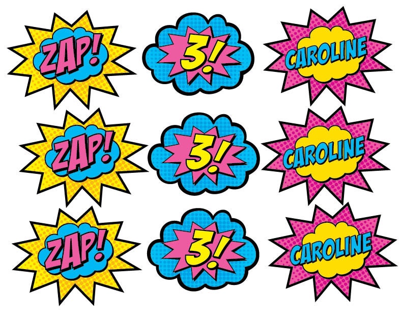 36 PRINTED Superhero Girl or Boy Cupcake Toppers