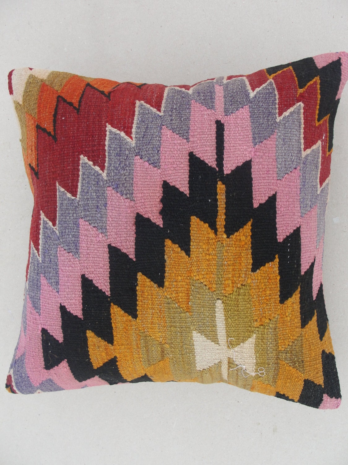 Modern Bohemian Home Decor,Turkish Kilim Pillow Cover 18" X 18",Tribal Pillow,Kilim Ebroidery Pillow,Vintage Kilim Pillow