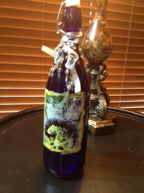 Passion Flower Photo Transfer Decorative Bottle