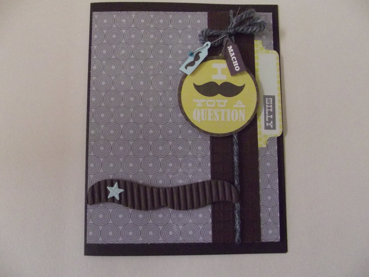I Mustache You a Question - Father's Day Handmade Greeting Card