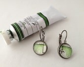 Abstract Sap Green - Wearable Artwork Earrings  - Original Watercolor Paintings - One of a Kind