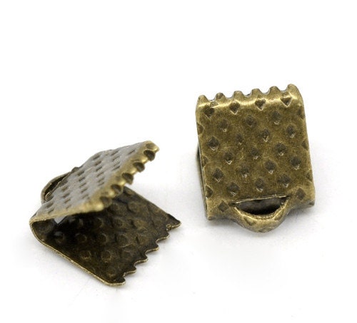 Ribbon Clamps with Loop bronze Tone 6mm 12pk