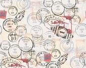 Postage in Cream from Airmail 1930's by Clothworks- Fat Quarter