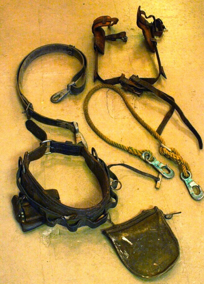 Buy pole climbing equipment - Vintage Lineman Pole Climbing Tool Belt and Gear/Equipment