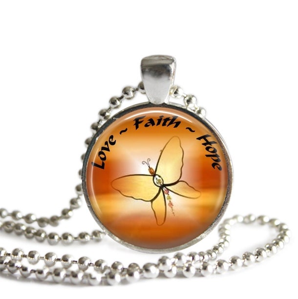 Appendix Cancer - Love-Faith-Hope Glass Pendant