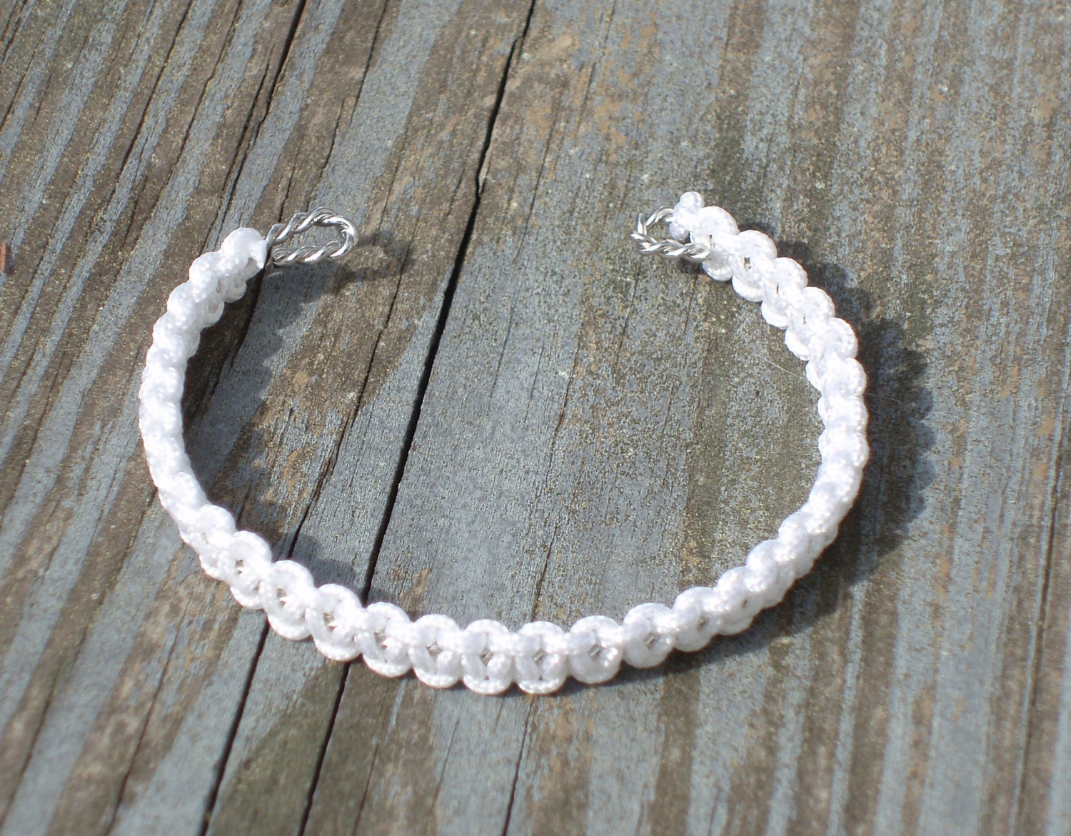 White Macrame Cuff Bracelet