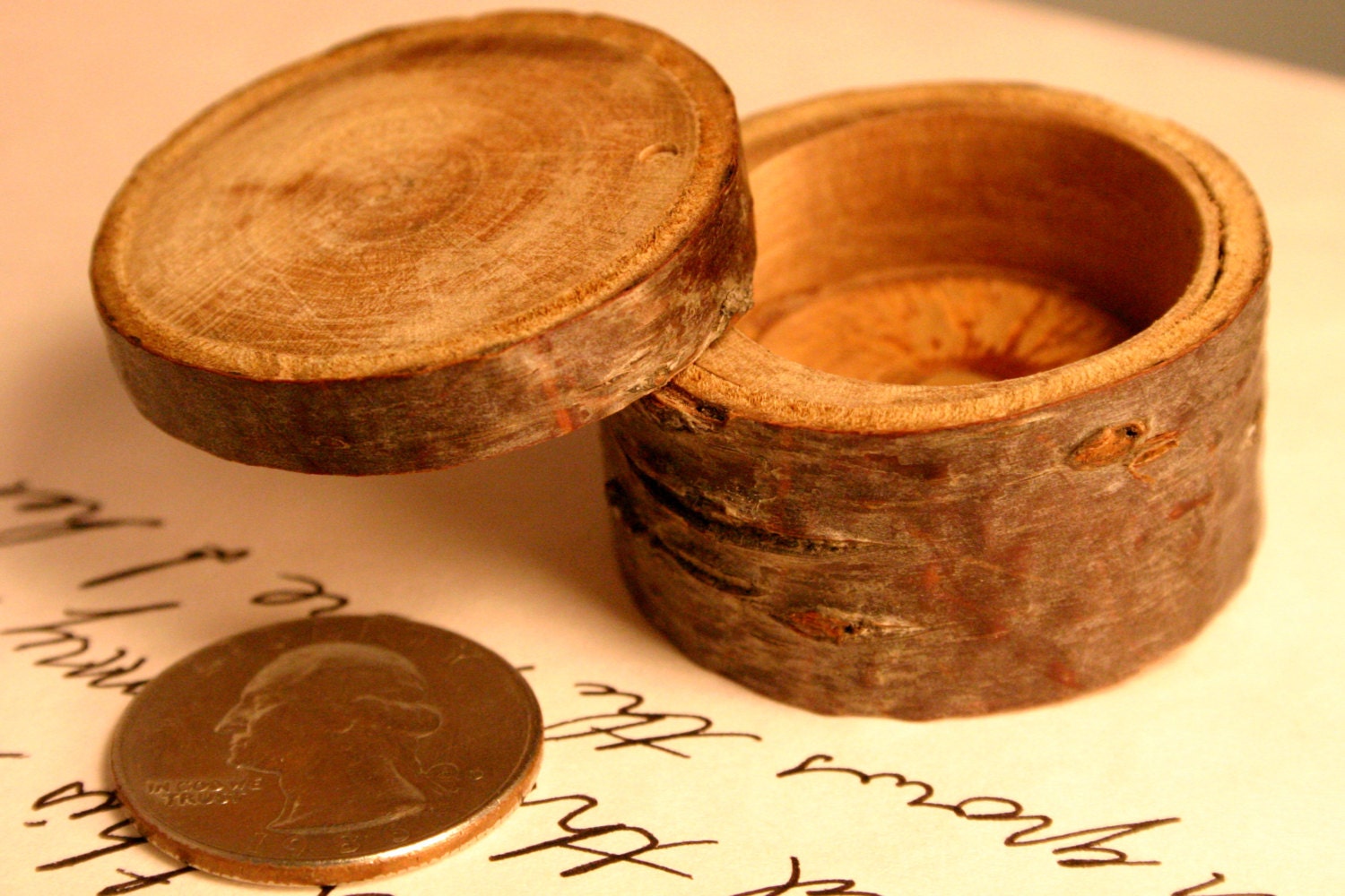Natural wood keepsake box in Japanese sakura wood small