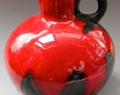 Red Jug Vase   hand signed 21 cm Vase West Germany  60 70s Retro Mid century Fat Lava