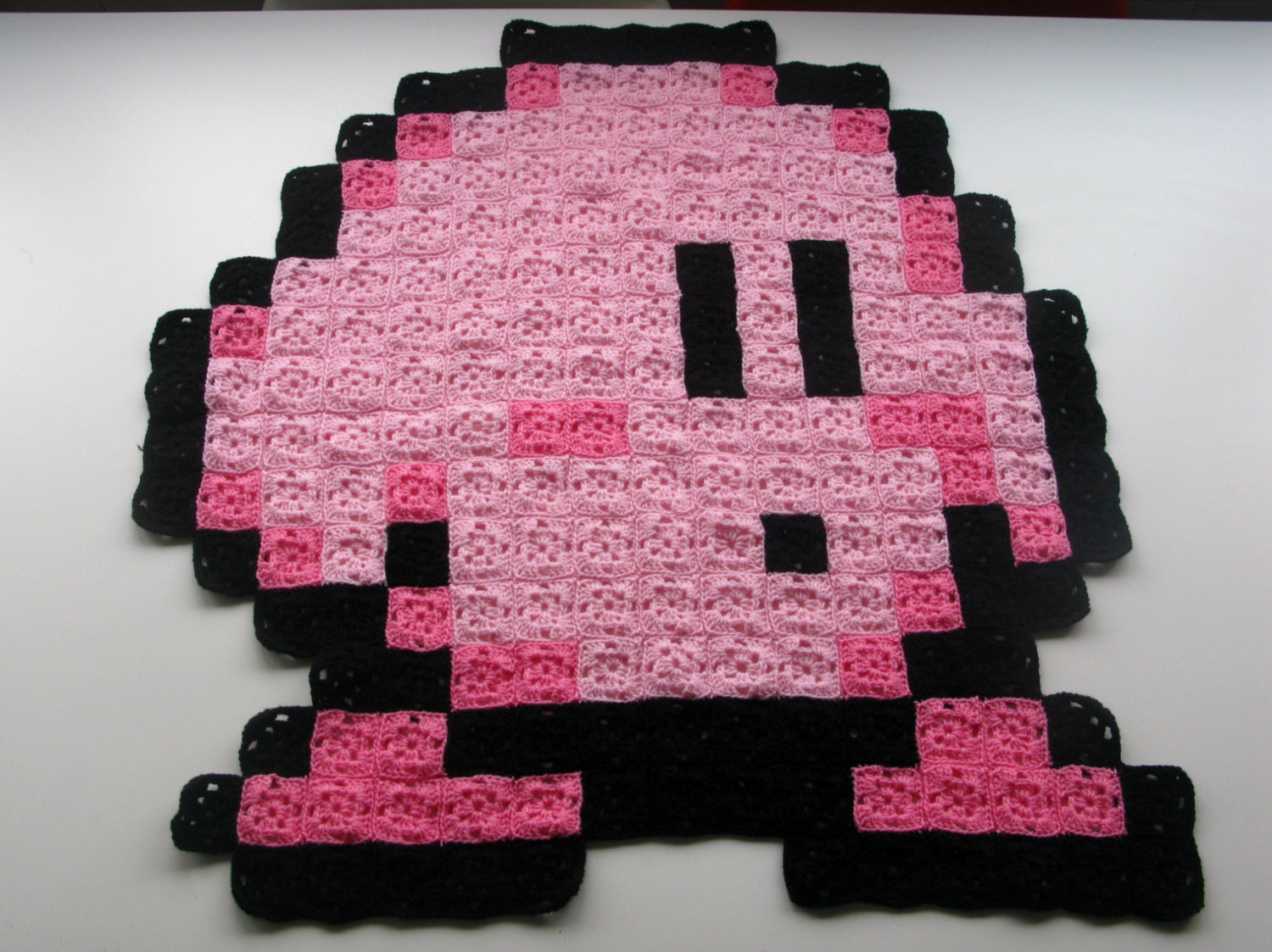 Standing Kirby 8-bit Crochet Blanket