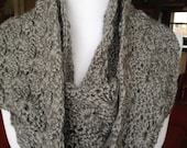 Cochet infinity scarf in diamond stitch pattern.