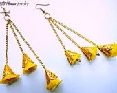 Trendy Dangle Earrings "Sunshine" with Czech glass beads