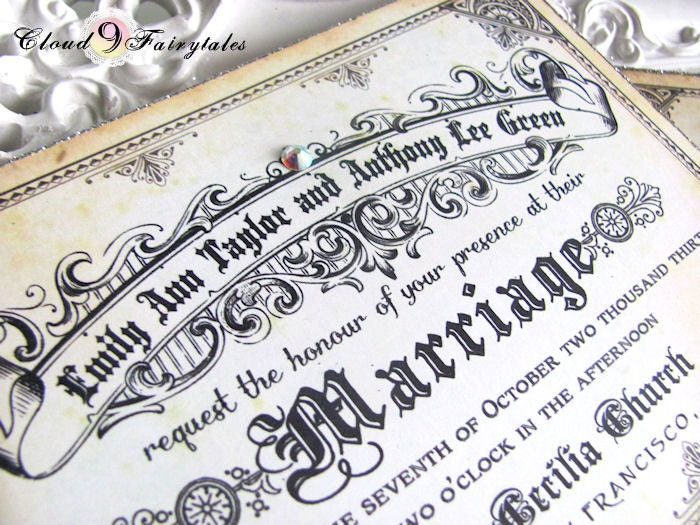 Wedding Invitations Vintage RSVP Cards Wedding Announcement Custom Invitations Fancy Rustic Antique Style