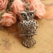 owl necklace,retro silver hollow out owl pendant,owl necklace---N068