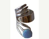 ON SALE Amazing art deco ring 9k 9ct gold silver rare fire opal handmade new style