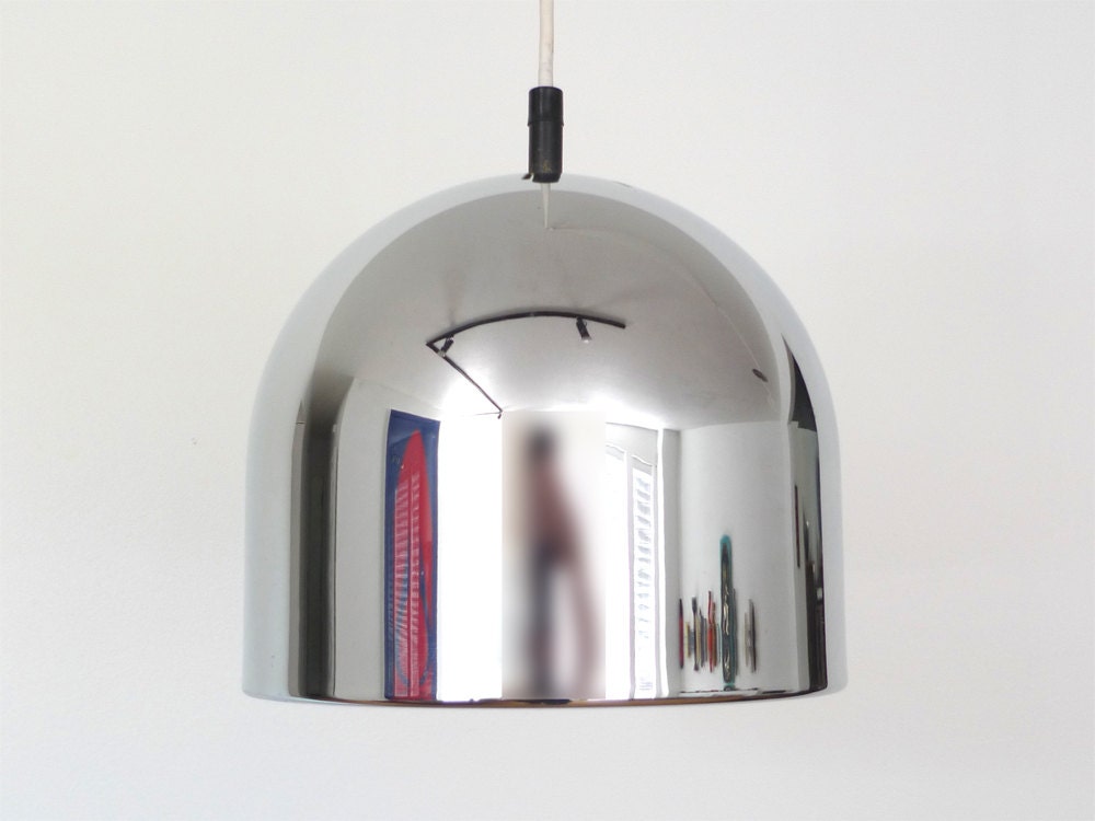 Mid Century Chrome Pendant Light - Modern, Space Age, Retro