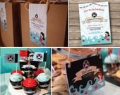 Printable party collection INSTANT DOWNLOAD and CUSTOMIZED - Pirate and mermaid birthday party collection