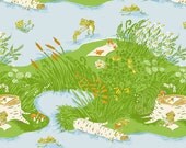 PRESALE - Briar Rose Fabric Collection - Heather Ross for Windham - Frog Pond in Blue - Half Yard