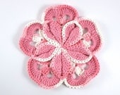 Pink Ombre Flower Hotpad, Crochet Potholder, Cooking Accessories, Floral Kitchen Decor, Crochet Flower Trivet, Crochet Hot Pad