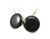 Resin earrings, onyx round resin earrings, dark grey earrings