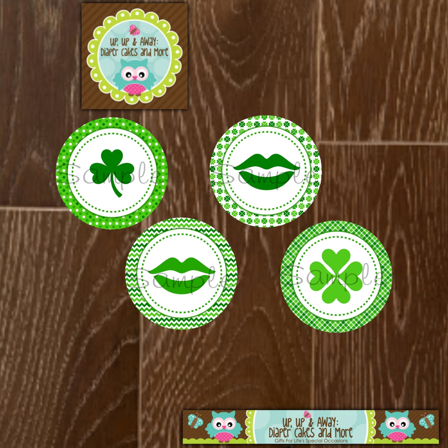 St. Patrick's Day--Printable Party Circles--Printable Cupcake Toppers--DIY Kiss Me I'm Irish Collection--Party Printables