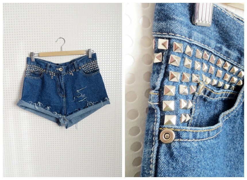 Studded Denim Shorts // Reworked Turn up Festival Jeans