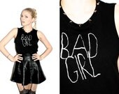 Bad Girl Studded Muscle Tee / Studded Collar / Sleevesless / Cutoff / Edgy Grunge Clothing / Rocker / One of a Kind / Unique Shirt