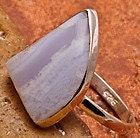 Gorgeous BLUE LACE AGATE sterling silver ring size 7 7.5 crystal healing metaphysical gemstone karma psychic love