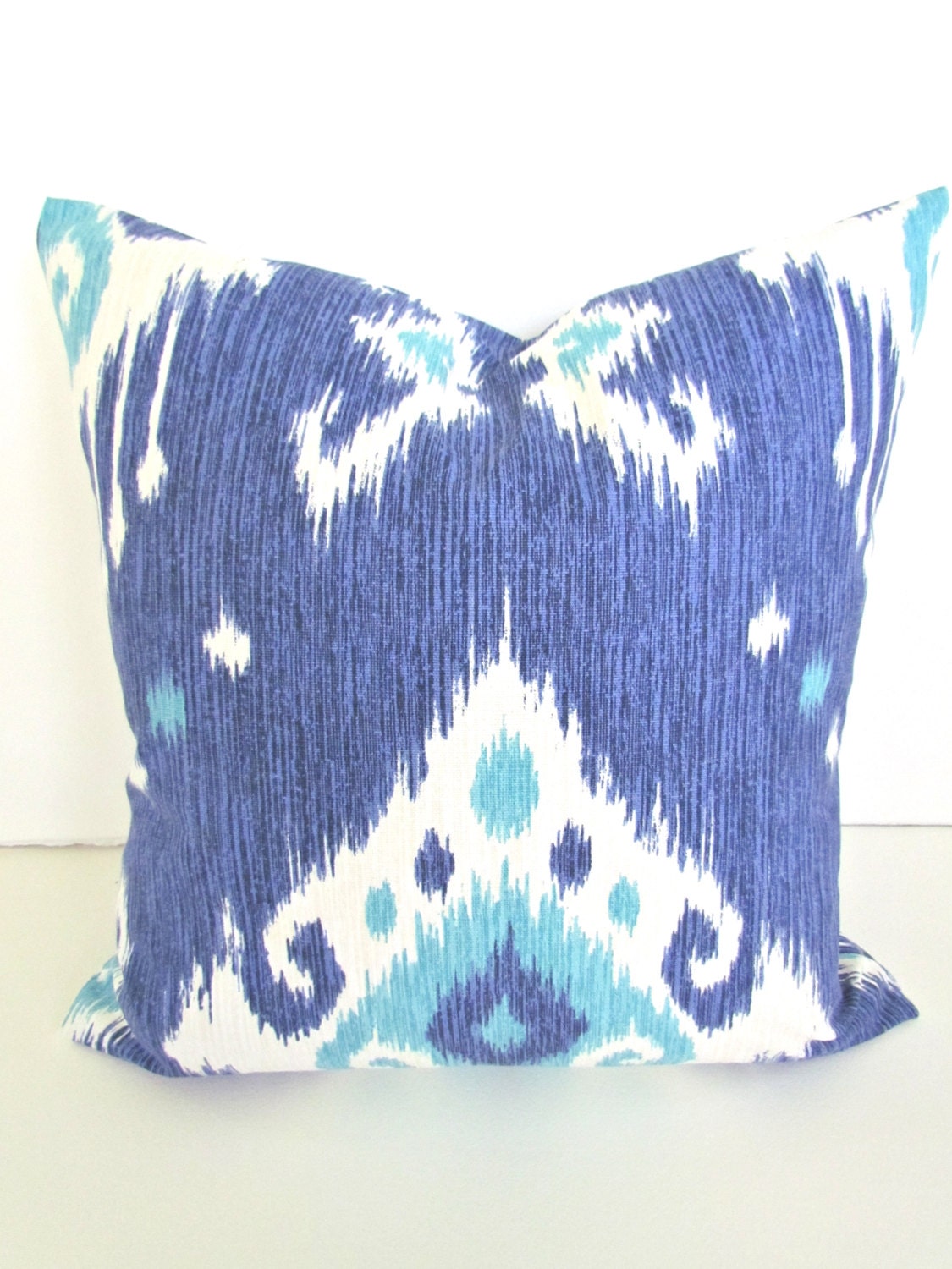 THROW Pillows 16x20 or 12x20 Royal Navy BLUE Throw Pillow Covers Aqua Lumbar Ikat Decorative Throw pillows Home and living