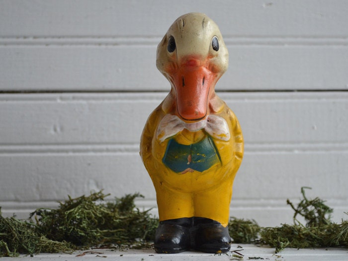 Early Vintage German Paper Mache Easter Duck, Spring Easter