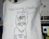 Hand drawn "this is my hipster pussy" Tote Bag