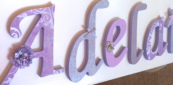 Custom Name Sign Plaque- Wooden Nursery Letters- Childrens Room - Girl Room Decor -Painted Wall Hanging Art - The Rugged Pearl