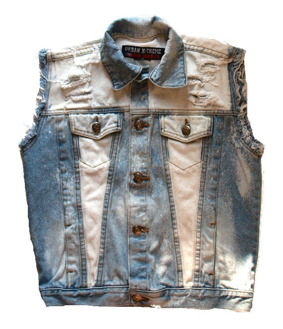 Bleached Distressed Jean Vest