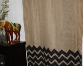 Rustic Burlap Chevron Stripe Burlap Curtian - Rod Pocket- Living Room, Bedroom, Bathroom, Home Decor