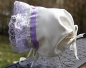 Lavender and Lace Ivory Satin Bonnet