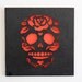 Day Of the Dead Sugar Skull Cut Paper Wall Art Red Rose on Black