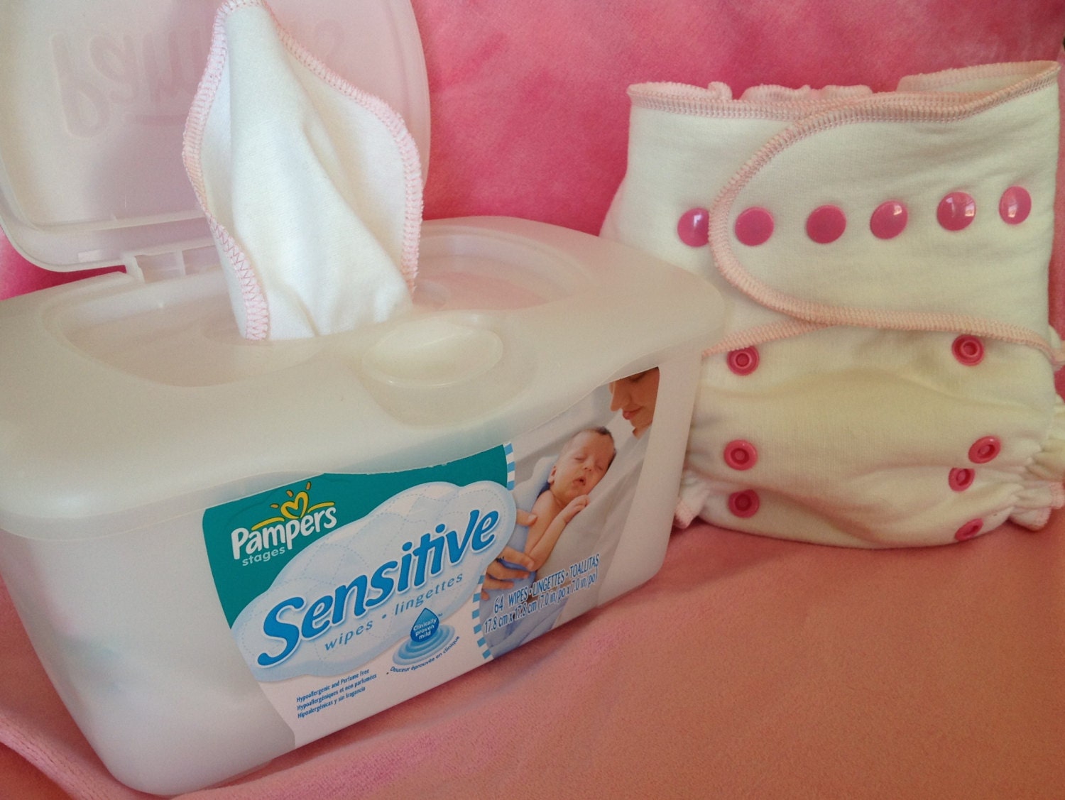 Organic Fitted Cloth Diaper One Size with 12 Wipes