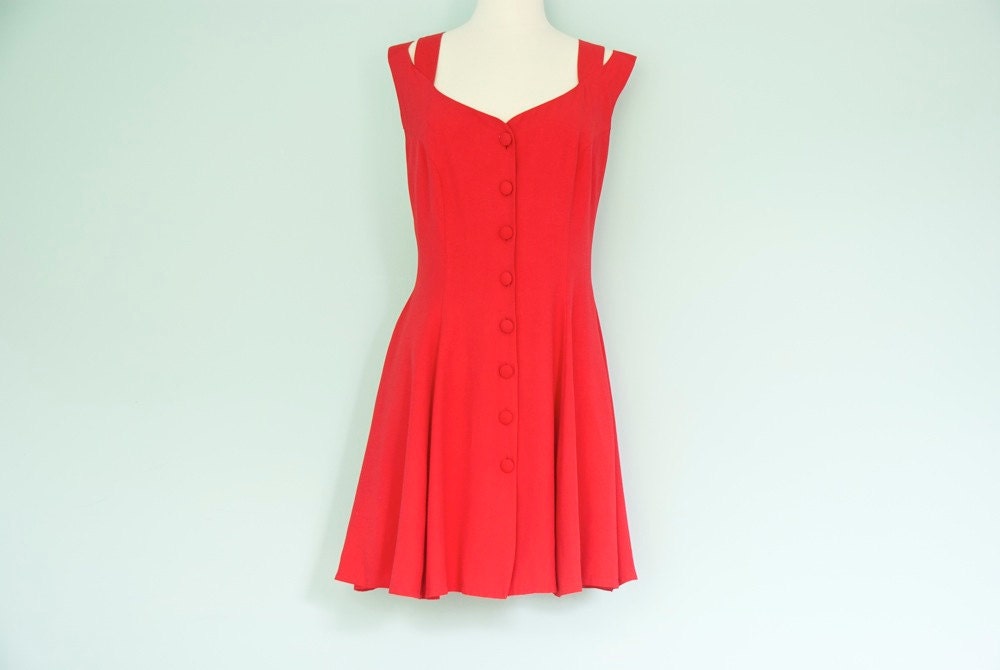 Vintage red apple flare short dress