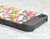 Geometric Painted Real Wood IPHONE 5 CASE, Pattern Wood iPhone 5 Case Free Shipping in the US //